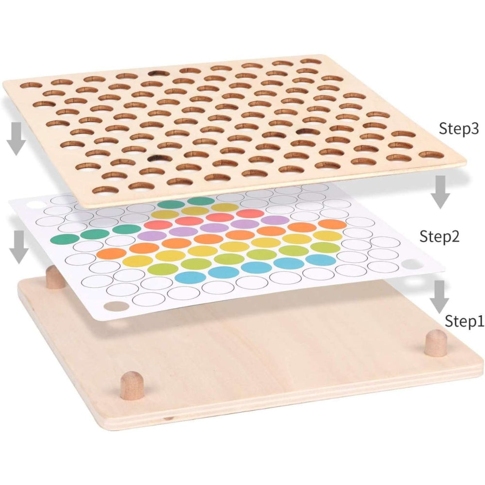 Giocattolo con pioli e perline in legno Montessori™