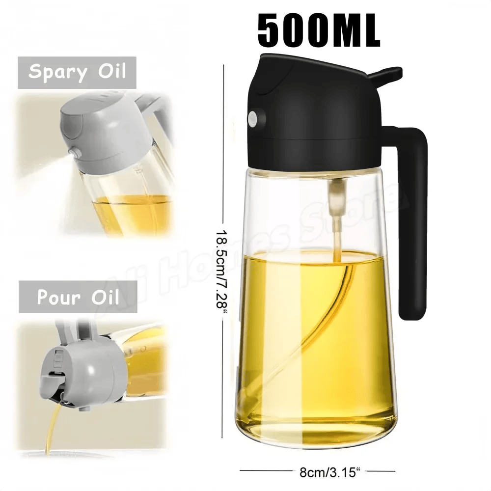 2-in-1 Premium Oil Sprayer & Pour Bottle – Glass Olive Oil Dispenser