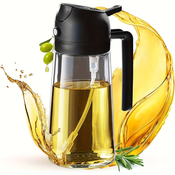 2-in-1 Premium Oil Sprayer & Pour Bottle – Glass Olive Oil Dispenser