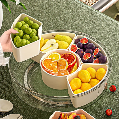 Round Plastic Food Storage Organizer with Lid