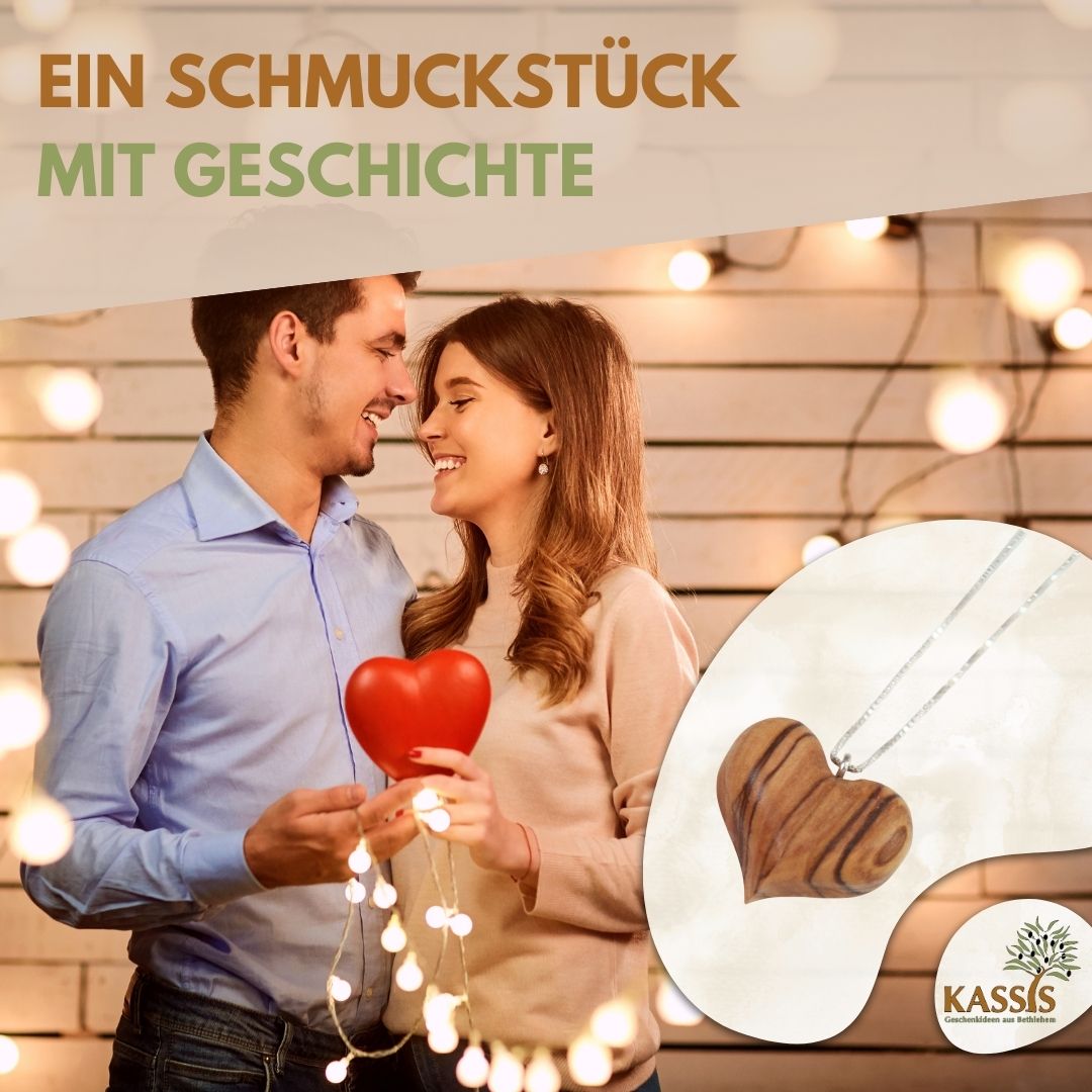 Olivenholz Herz Halskette mit 925 Silberkette | Schmuck Geschenk für Frauen, Valentinstag, Geburtstag-4