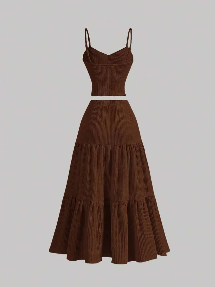 2025 New Women'S Casual Temperament Slim Skirt Suit Summer Women Vest Top + Long Skirt Two Peice Sets Women Solid Sets