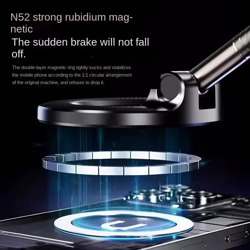 Strong Magnetic Car Phone Holder Foldable Magsafe Design 360° Adjustable Vacuum Mount for Car/Desk/Bathroom/ Use Metal