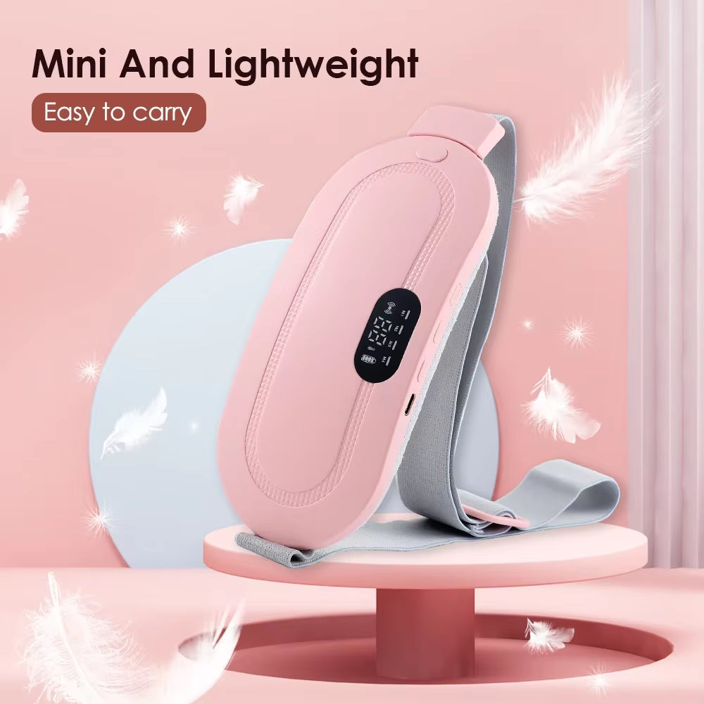 Electric Waist Massage Period Cramp Massager Vibrating Heating Belt for Menstrual Waist Stomach Abdominal Warm Palace Belt