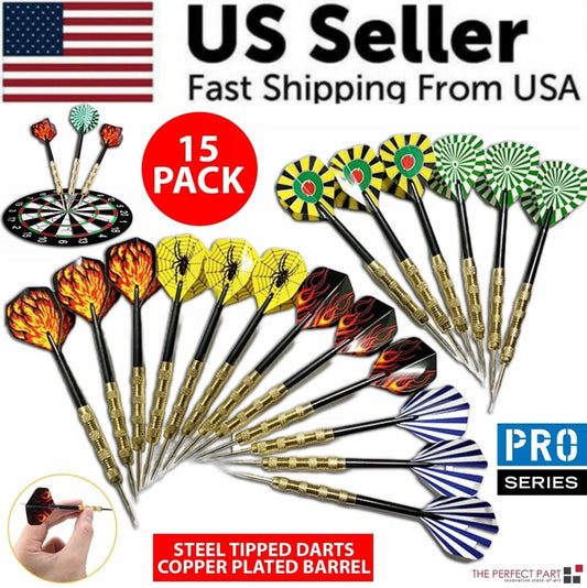 5 Sets  Steel Tip Professional Darts Set Darts Slim Barrel Dart Flights