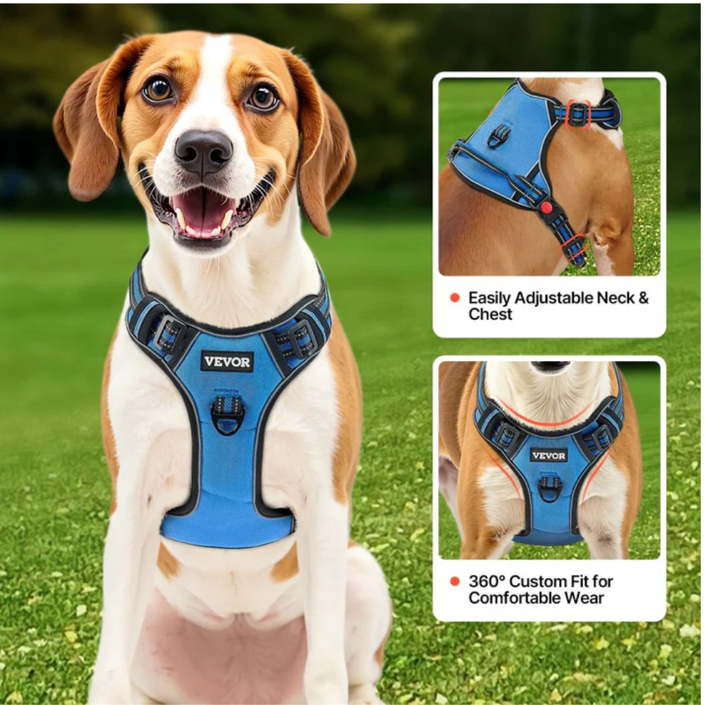 Adjustable No-Pull Reflective Dog Harness & 5ft Leash Set