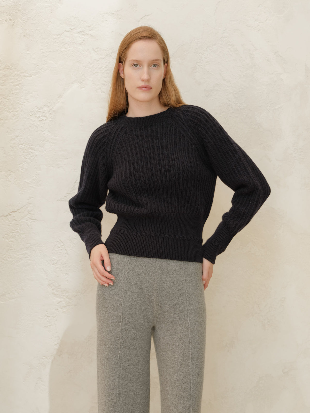 Cashmere™ Blend Luxurious Ribbed Cropped Sweater