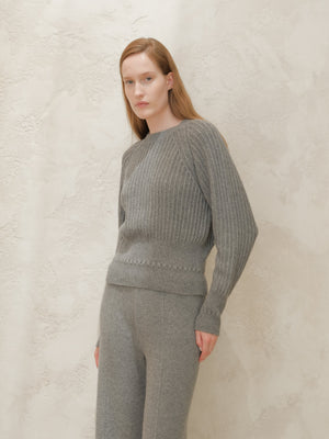 Cashmere™ Blend Luxurious Ribbed Cropped Sweater