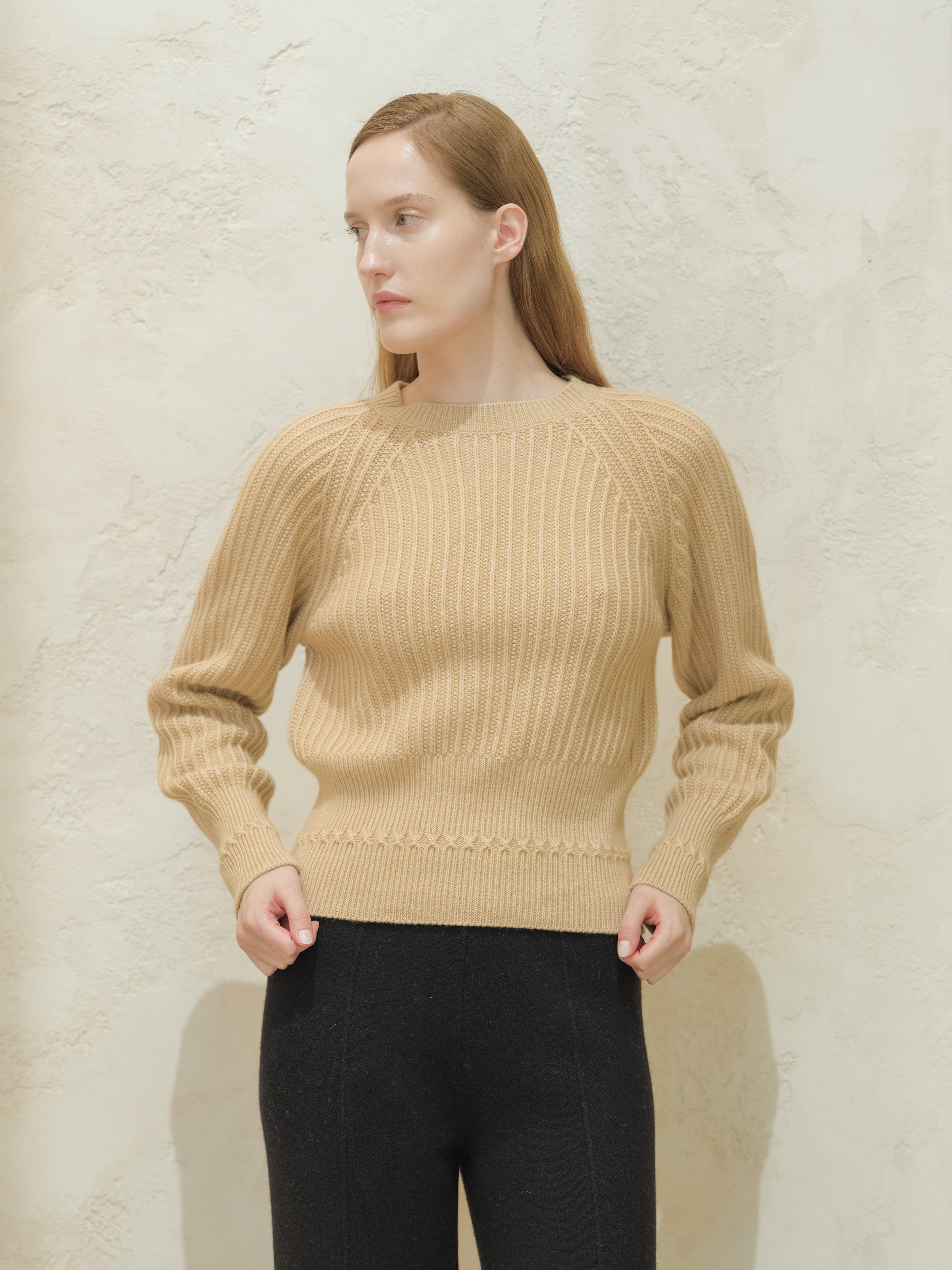 Cashmere Mix Crewneck Raglan Sweater-5