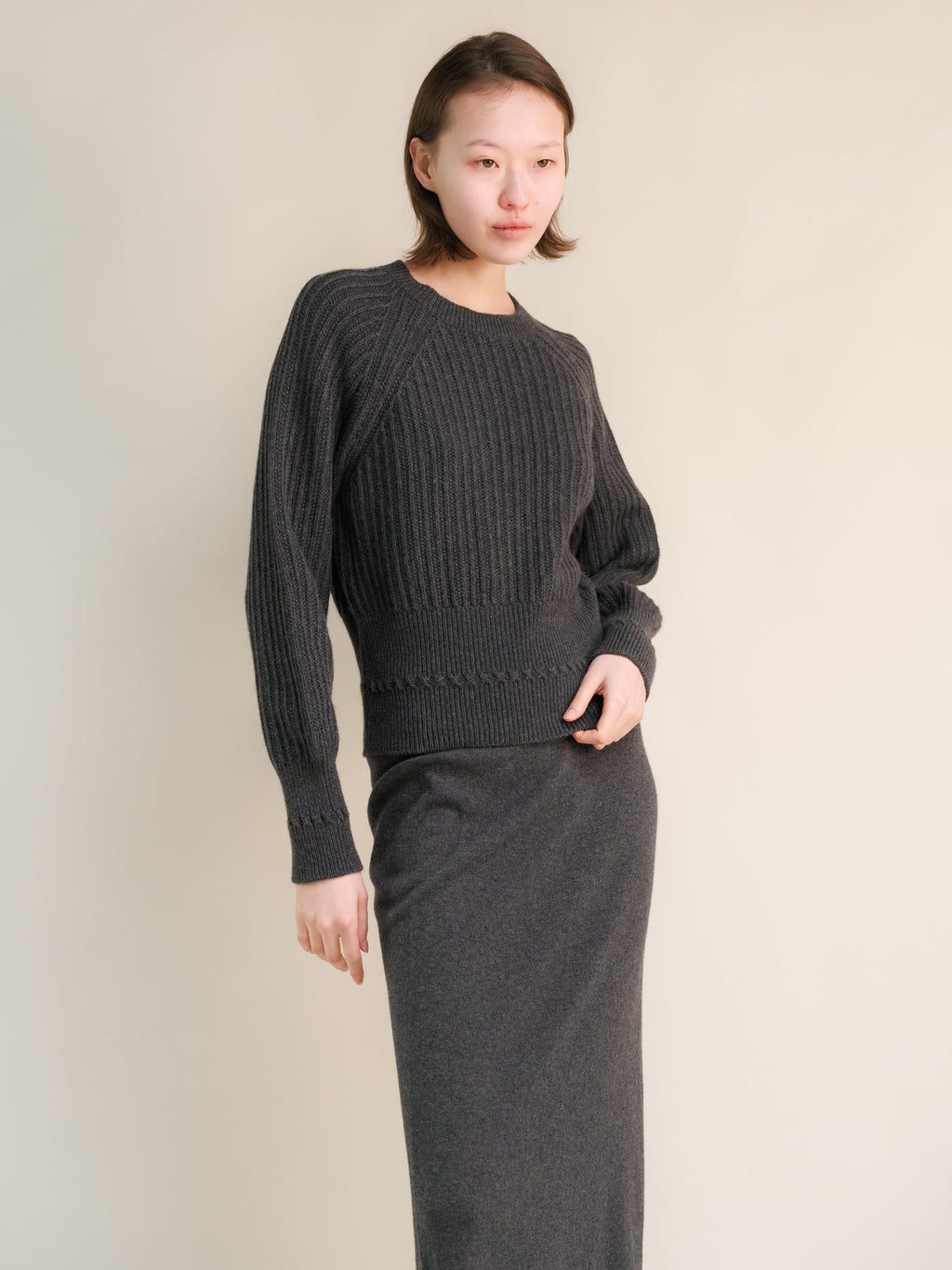 Cashmere Mix Crewneck Raglan Sweater-13