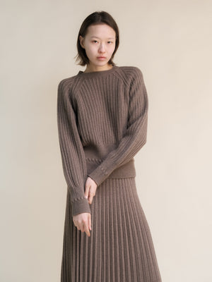 Cashmere™ Blend Luxurious Ribbed Cropped Sweater