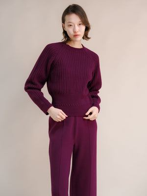 Cashmere™ Blend Luxurious Ribbed Cropped Sweater