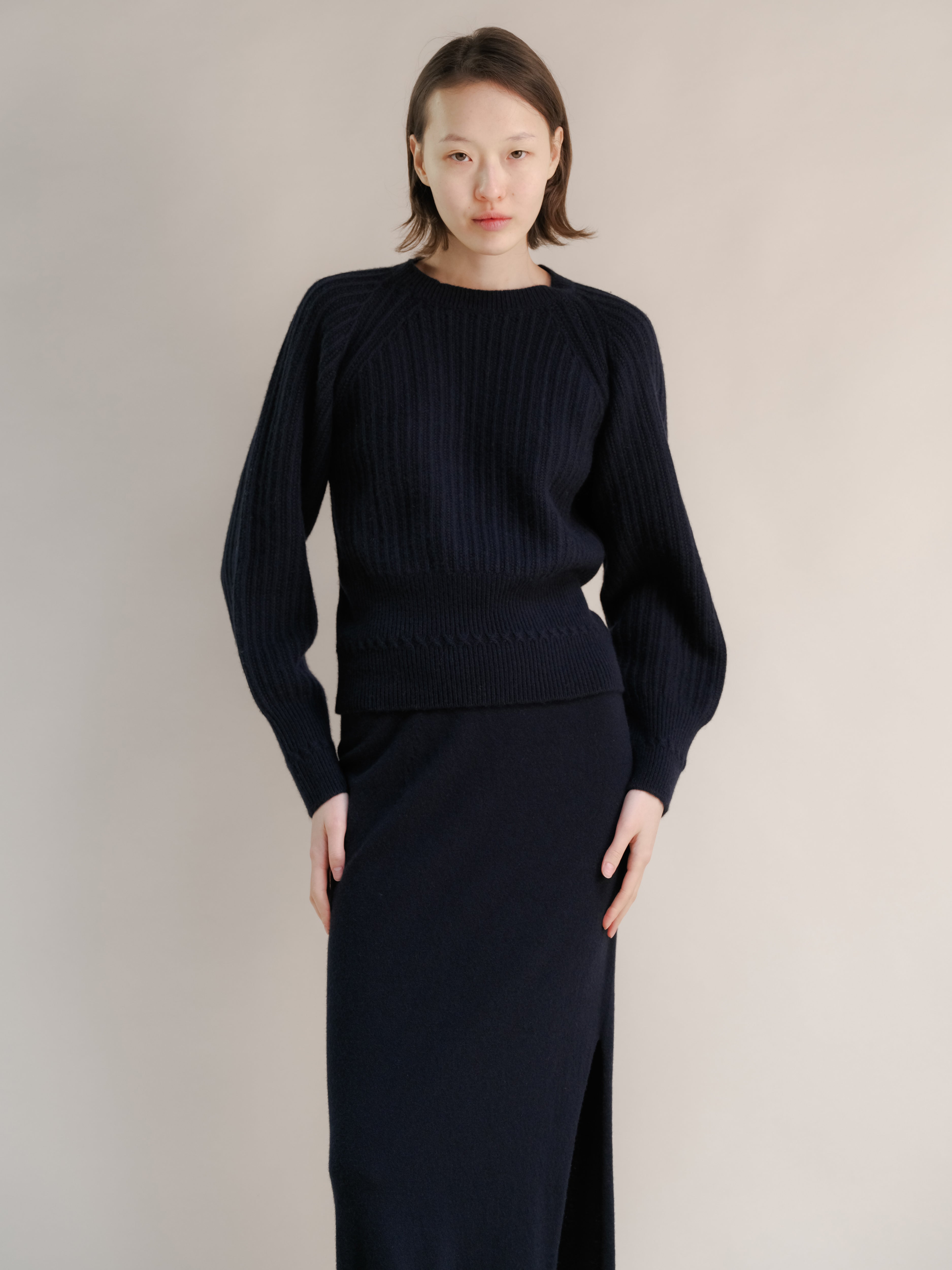 Cashmere Mix Crewneck Raglan Sweater-12
