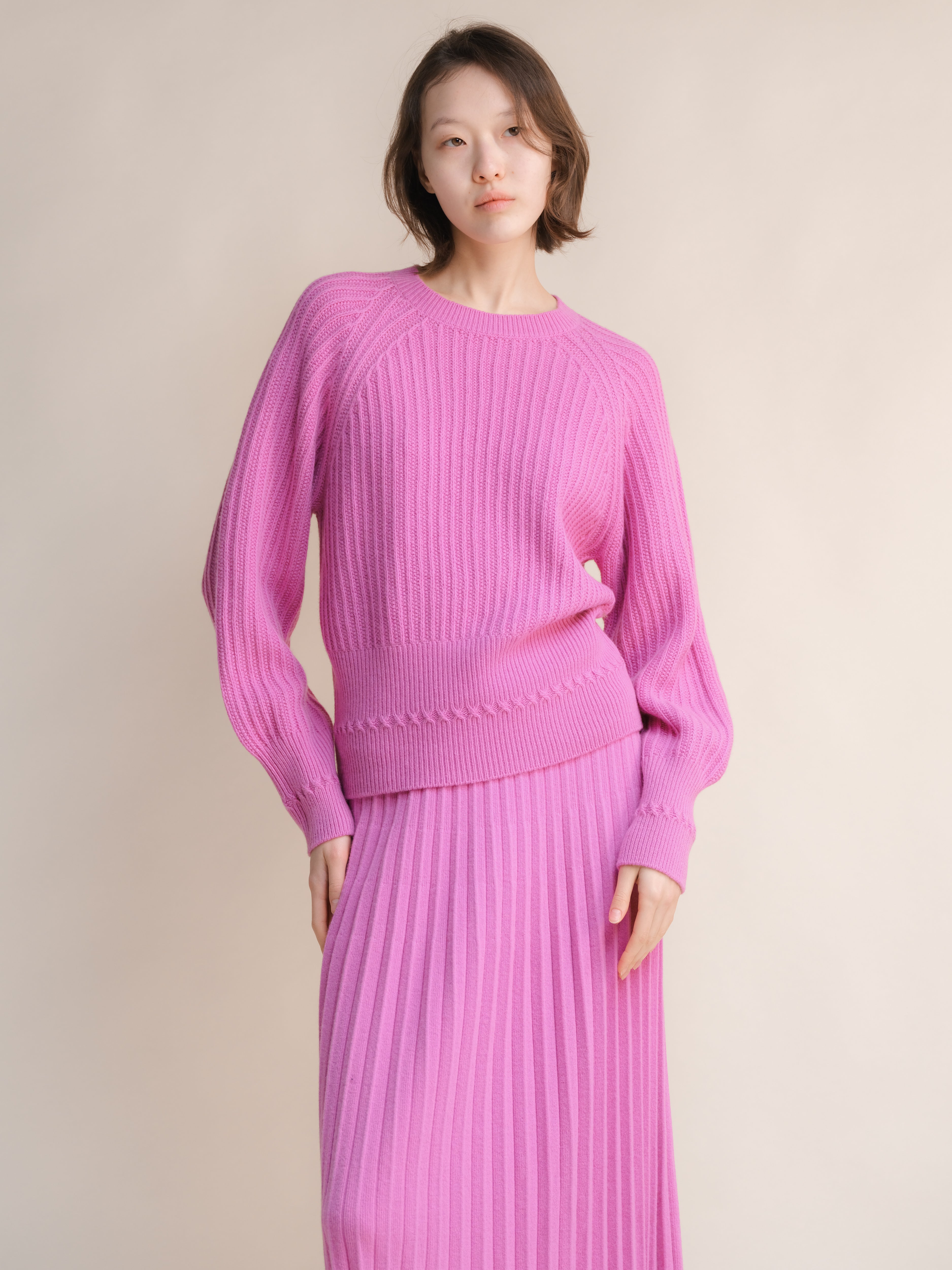Cashmere Mix Crewneck Raglan Sweater-19