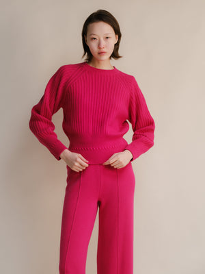 Cashmere™ Blend Luxurious Ribbed Cropped Sweater