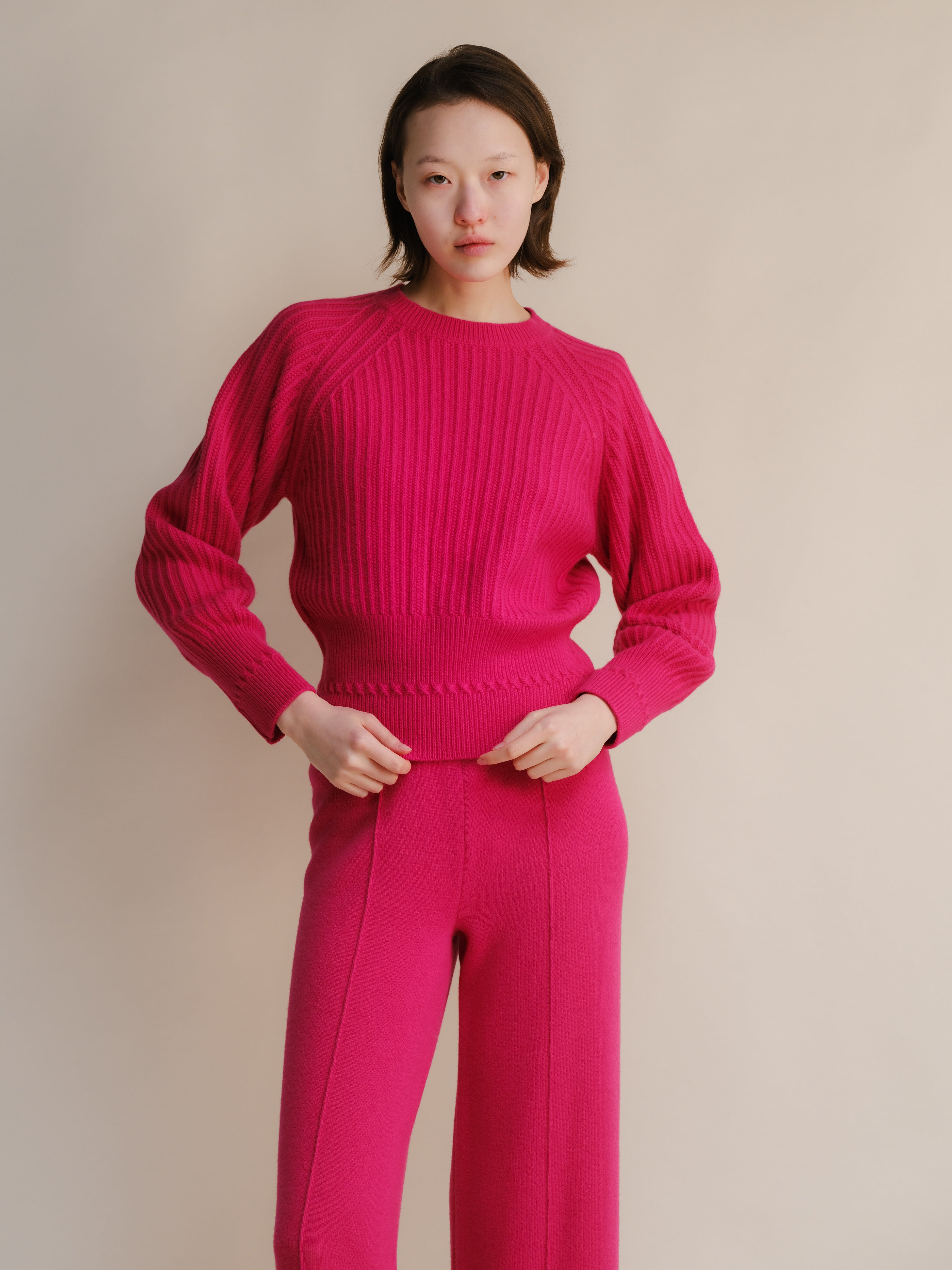 Cashmere Mix Crewneck Raglan Sweater-10