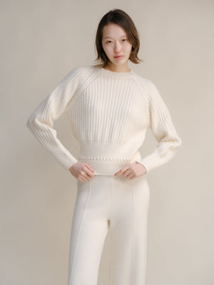 Cashmere™ Blend Luxurious Ribbed Cropped Sweater