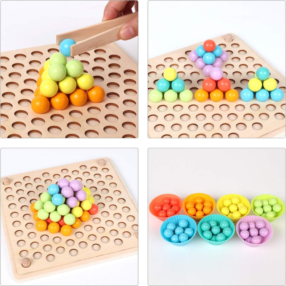 Giocattolo con pioli e perline in legno Montessori™