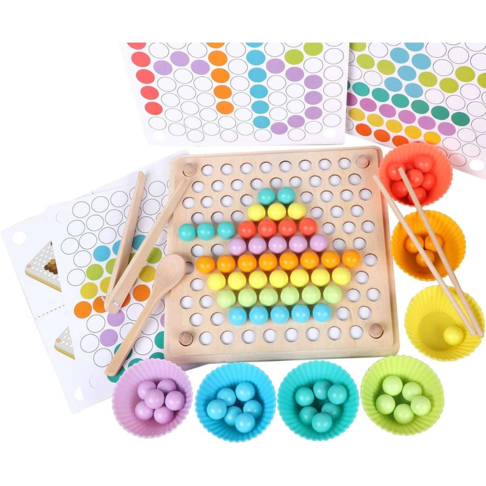 Giocattolo con pioli e perline in legno Montessori™