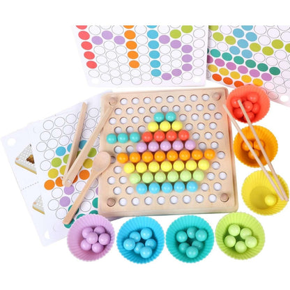 Giocattolo con pioli e perline in legno Montessori™