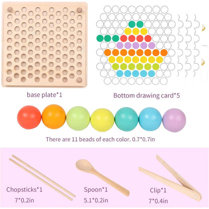 Giocattolo con pioli e perline in legno Montessori™