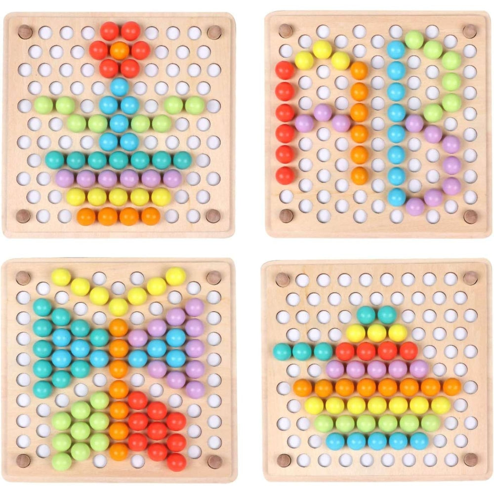 Giocattolo con pioli e perline in legno Montessori™