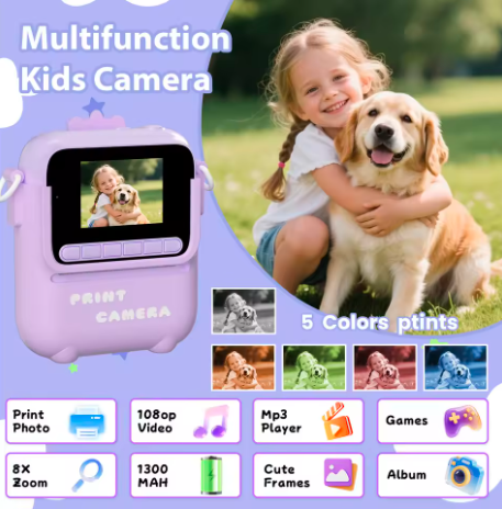 Instant Print Camera for Kids 1080P Kids Digital Camera