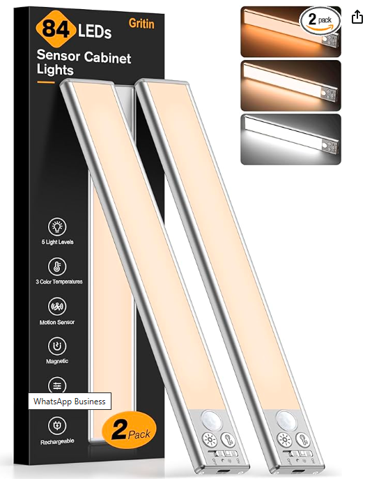 High Capacity Battery USB Rechargeable LED Light Bar Aluminium Motion Sensor Magnetic Strip for Stairs Closet Cabinet Night Lamp