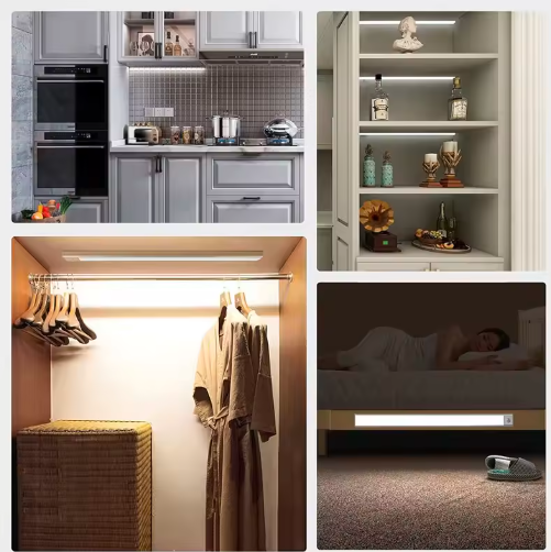 High Capacity Battery USB Rechargeable LED Light Bar Aluminium Motion Sensor Magnetic Strip for Stairs Closet Cabinet Night Lamp