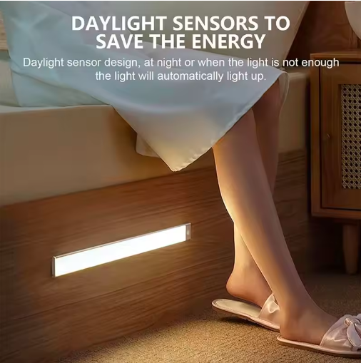 High Capacity Battery USB Rechargeable LED Light Bar Aluminium Motion Sensor Magnetic Strip for Stairs Closet Cabinet Night Lamp