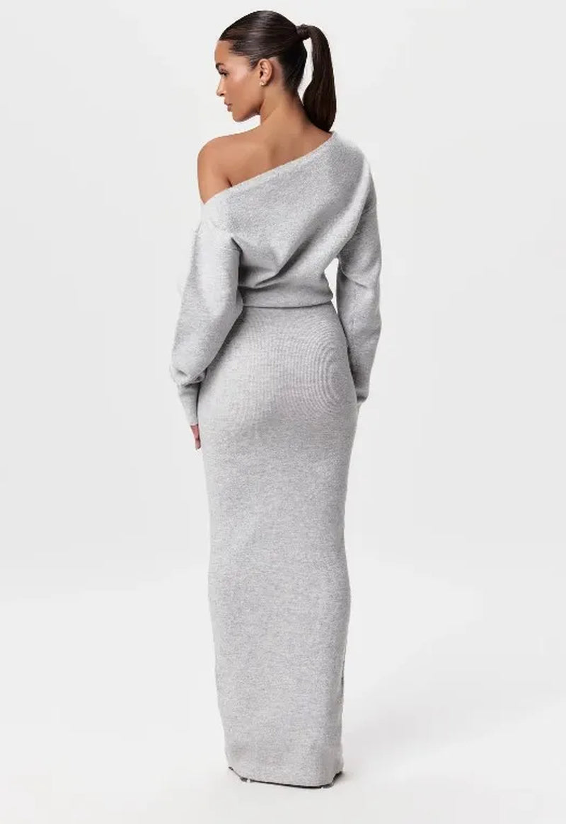 Women'S Black One Shoulder Long Sleeve Fitted Elegant Casual Daily Evening Party Fashion Maxi Dress