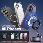 Strong Magnetic Car Phone Holder Foldable Magsafe Design 360° Adjustable Vacuum Mount for Car/Desk/Bathroom/ Use Metal