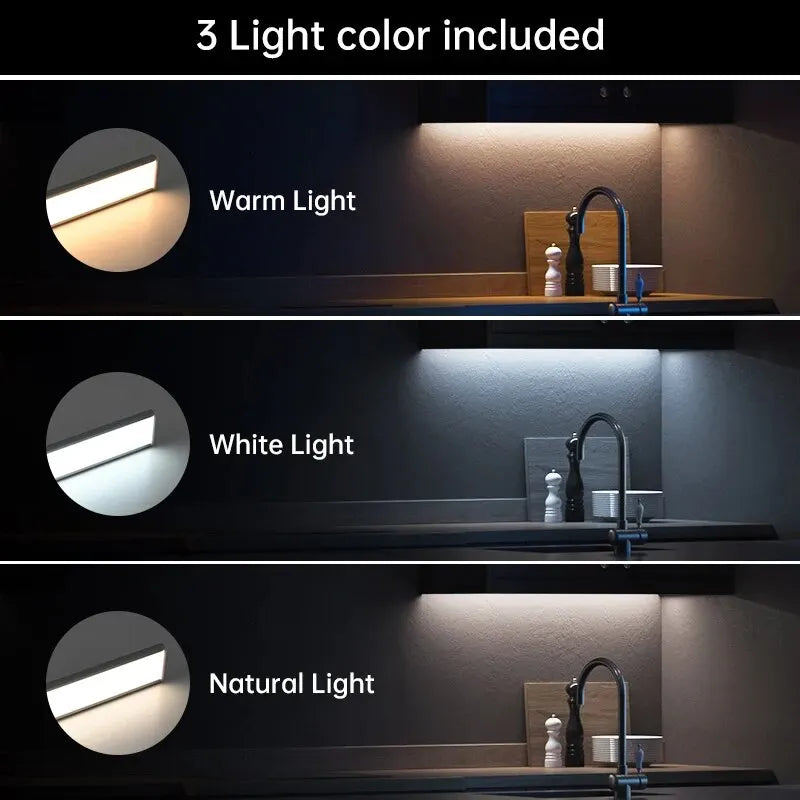 LED Motion Sensor Light Wireless LED Night Light Type C Rechargeable Light Cabinet Wardrobe Lamp Staircase Backlight for Kitchen
