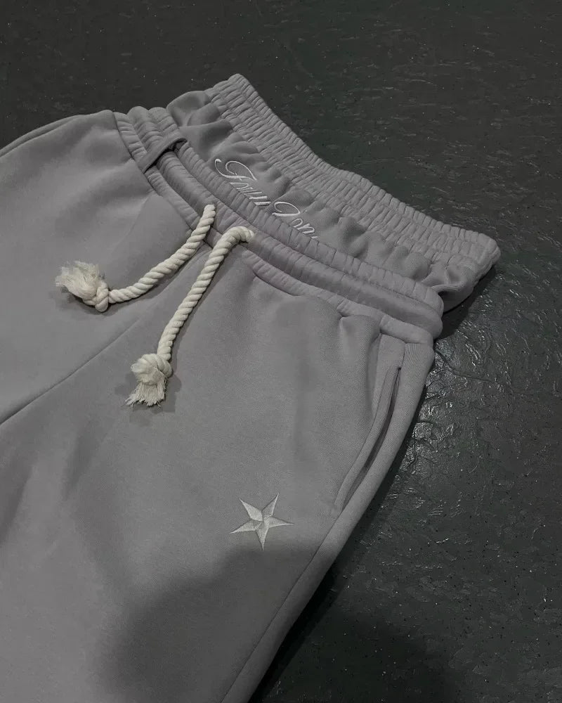 Y2K American New Harajuku Vintage Loose Double Waist Sweatpants Men Streetwear Hip Hop Popular Letters Embroidered Casual Pants